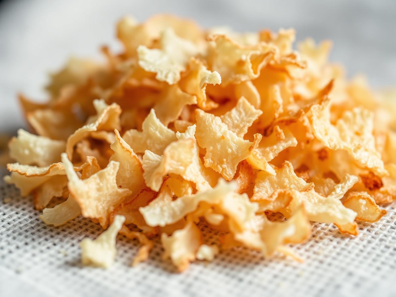 Close-up of premium dehydrated potato flakes